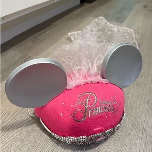 Disney Parks Princess Mouse Ears Hat w/ Jeweled Tiara & Veil (One size)